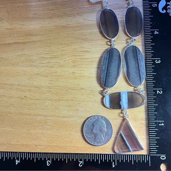 New Blue Owyhee Opal Stone Crystal Necklace Silver Overlay - Picture 8 of 9